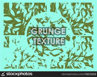 set of leaves bush grunge textures with different number of spots on transparent background. Texture of old poster background. Vector
