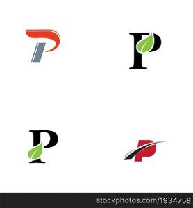 set of Letter p Logo Template vector icon design