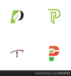 set of Letter p Logo Template vector icon design