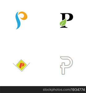 set of Letter p Logo Template vector icon design