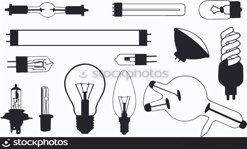 set of light bulbs isolated on white