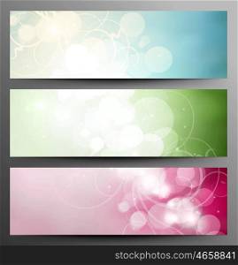 Set Of Light Festive Banners With Shine And Twinkle