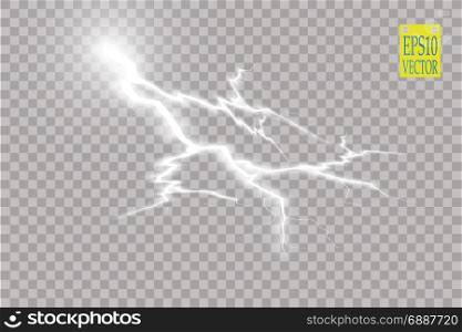Set of lightnings. Thunder-storm and lightnings. Magic and bright lighting effects.. Set of lightnings. Thunder-storm and lightnings. Magic and bright lighting effects. Vector Illustration