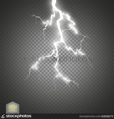 Set of lightnings. Thunder-storm and lightnings. Magic and bright lighting effects.. Set of lightnings. Thunder-storm and lightnings. Magic and bright lighting effects. Vector Illustration