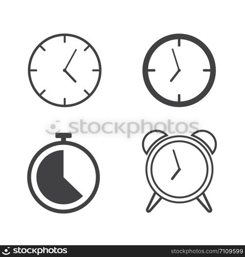 Set of line clocks icons - Vector illustration