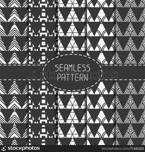 Set of line polygon abstract hipster seamless pattern. Geometric figure. Wrapping paper. Scrapbook paper. Tiling. Vector illustration. Background. Graphic texture for design, wallpaper. . Set of line polygon abstract hipster seamless pattern with triangle. Geometric figures. Wrapping paper. Scrapbook paper. Tiling. Vector illustration. Background. Graphic texture for design.
