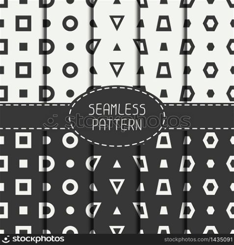 Set of line polygon abstract hipster seamless pattern. Geometric figures, shape, form. Wrapping paper. Scrapbook paper. Tiling. Vector illustration. Background. Graphic texture for design. . Set of line polygon abstract hipster seamless pattern. Geometric figures, shape, form. Wrapping paper. Scrapbook paper. Tiling. Vector illustration. Background. Graphic texture for design, wallpaper.