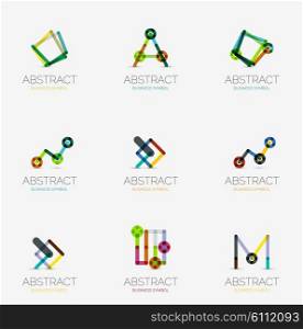Set of linear abstract geometrical icons and logos - letters, and modern symbols