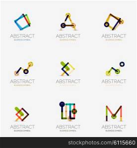 Set of linear abstract geometrical icons and logos - letters, and modern symbols