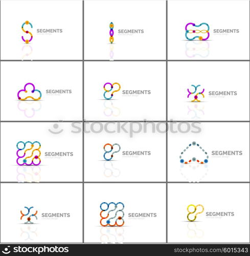 Set of linear abstract logos and swirl shapes. Company emblem, business icon. Vector illustration