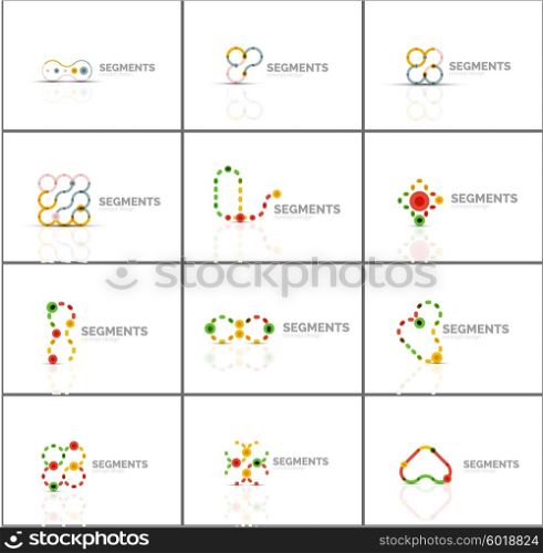 Set of linear abstract logos and swirl shapes. Company emblem, business icon. Vector illustration