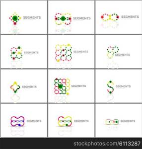Set of linear abstract logos and swirl shapes. Company emblem, business icon. Vector illustration