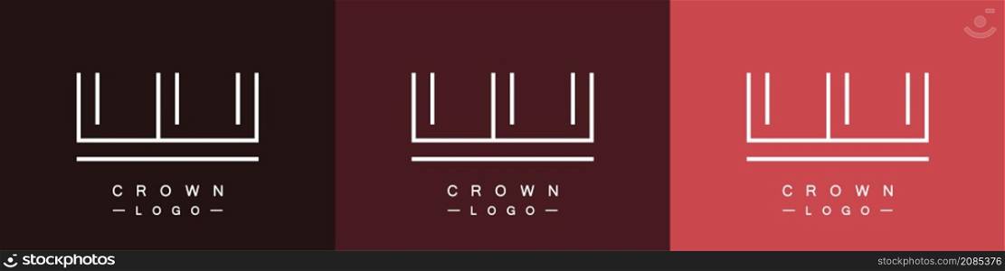 Set of linear crown logos. Royal symbol. Modern minimalistic style. Vector. Set of linear crown logos. Royal symbol. Modern minimalistic style. Vector illustration