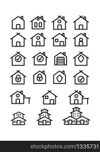 set of linear house icons. An empty polygon isolated on a white background. Simple flat stock illustration.