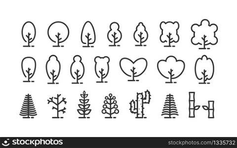 set of linear icons for trees and vegetation. An empty polygon isolated on a white background. Simple flat stock illustration.