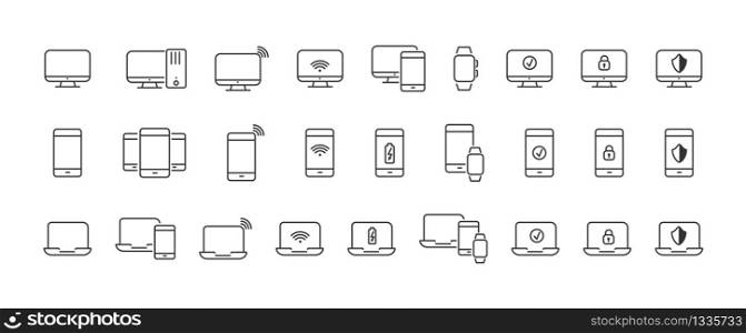 set of linear icons for your computer and mobile device. An empty polygon isolated on a white background. Simple flat stock illustration.