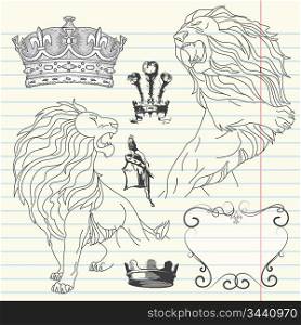 Set of lion and crown heraldry