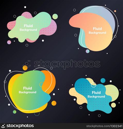 Set of liquid color abstract geometric shapes graphic element banner background. Vector illustration