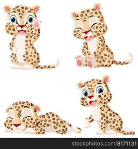 Set of little cheetah cartoon