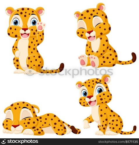 Set of little leopard cartoon