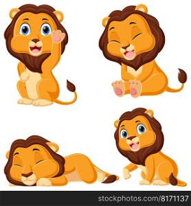 Set of little lion cartoon