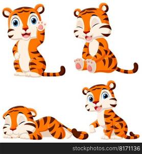 Set of little tiger cartoon