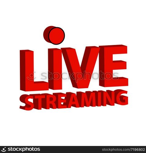 Set of live streaming icon. Red button live web tv online broadcasting. Online stream template, Isolated on white background. Vector illustration for show performance, video, logo. Play media news tag