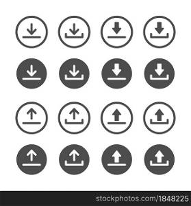 set of loading and unloading icons. Icon for websites and applications, flat style.