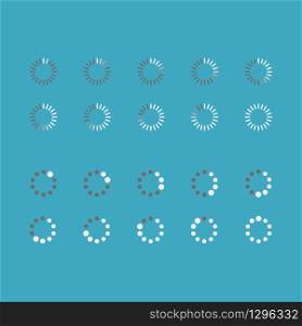 Set of loading icons in linear and round style. Vector EPS 10