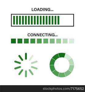 Set of loading process. Isolated vector internet load or buffering. Computer loading. EPS 10. Set of loading process. Isolated vector internet load or buffering. Computer loading.