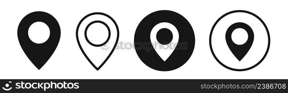 Set of location icons. Modern map markers .Vector illustration on a white background.. Set of location icons. Modern map markers .Vector illustration on a white.