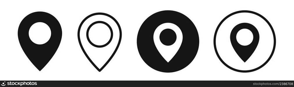 Set of location icons. Modern map markers .Vector illustration on a white background.. Set of location icons. Modern map markers .Vector illustration on a white.