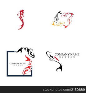 set of logo design concept of koi fish