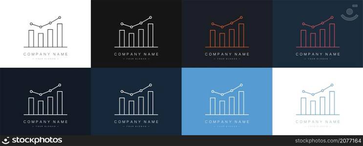 Set of logos business graphics. Financial chart. Growth chart. Vector. Set of linear logos business charts. Financial chart. Growth chart. Vector illustration
