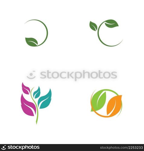 set of Logos of green leaf ecology nature element vector icon