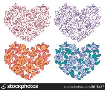 Set of love abstract hearts