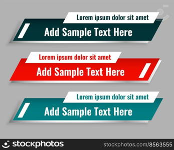 set of lower third template in three colors