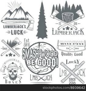 Set of lumberjack and woodsman vector image