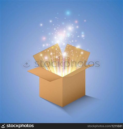 Set of magic gift boxes on a blue background, snow and icicles, magic for Christmas and New Year, birthday, illustrations, gift, postcard, congratulation, vector graphics. Vector.. Set of magic gift boxes on a blue background, snow and icicles, magic for Christmas and New Year, birthday, illustrations, gift, postcard, congratulation, vector graphics. Vector