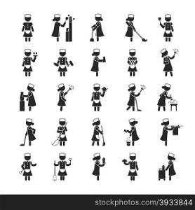 Set of maid , Human pictogram Icons , eps10 vector format
