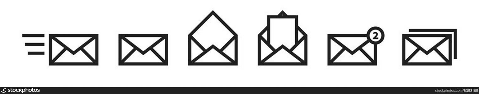 Set of mail icon. Envelope icons. Letter envelope symbol. Vector isolated illustration.. Set of mail icon. Envelope icons. Letter envelope symbol. Vector illustration.