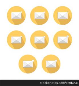 Set of mail icons with status in flat design. Vector EPS 10