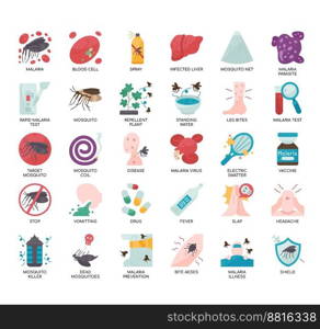 Set of Malaria thin line icons for any web and app project.