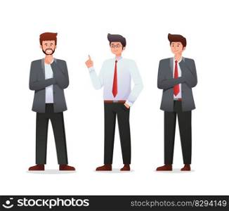 set of man in suit. businessman vector illustration