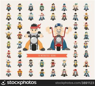 Set of man riding a motorcycle , eps10 vector format