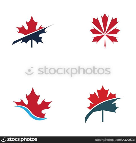 set of maple leaf logo vector illustration design