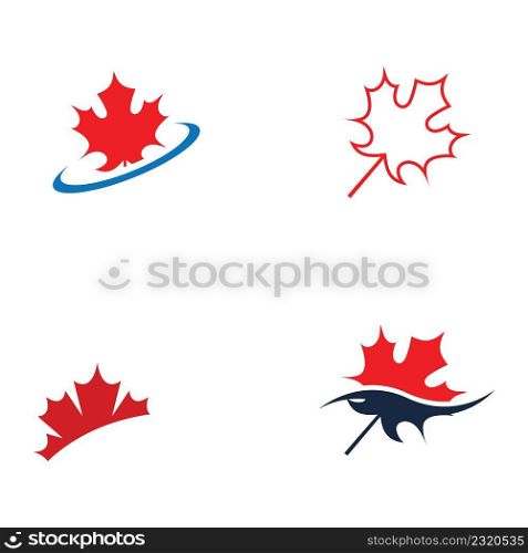 set of maple leaf logo vector illustration design