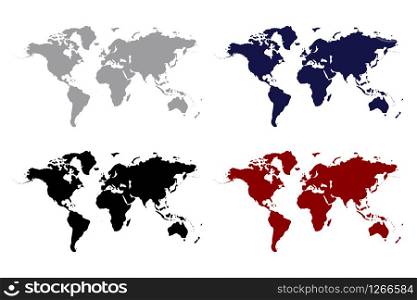 set of maps of the world on white background vector illustration. maps of the world