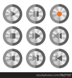 Set of Media Buttons Isolated on White Background.. Media Buttons