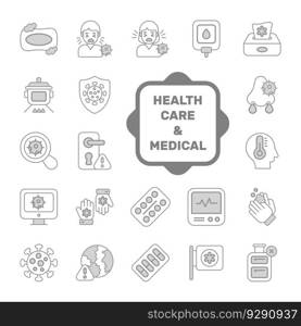 Set of medical and healthcare icons premium Vector Image